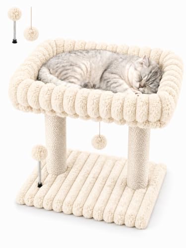 PuzzlePaw 026 Torre Rascador para Gatos Pequeño con Cama y Poste de Sisal para Interior