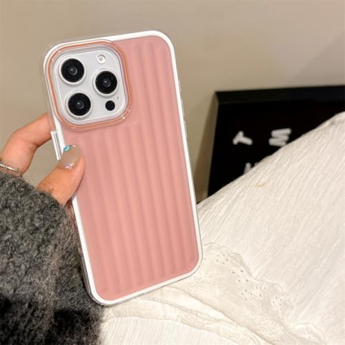 Coque mate à rayures ondulées pour iPhone 12 design translucide antidérapant rose sable