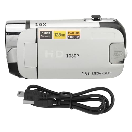 Yosoo Health Gear Video Camera Camcorder, 1080P 16MP DV Camera Digital Small Vlogging Video Camera 2.4 Inch Rotatable Screen 16X Zoom HD Camera Recorder with LED Fill Light (Silver)-image-28