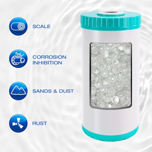Image of H&G Lifestyles Whole House Water Descaler,GAC KDF Polyphosphate Cartridge,Anti Scale Filter,Saltless Water Softener,Reduce Heavy Metal Lead Chlorine, Replacement for Any 10 inch x 4.5 inch Water Filter System