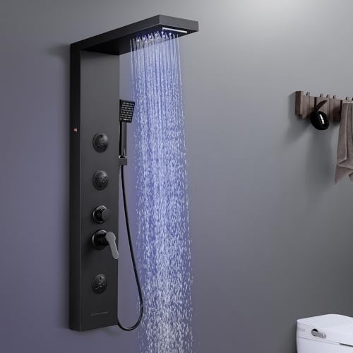 KINKIBOS LED Shower Tower Panel with Mixer, 6 Shower Modes: 