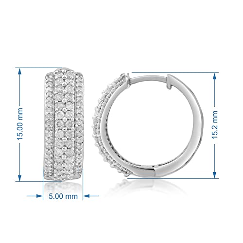 Jewelili Sterling Silver 1/2 Cttw Natural White Round Diamonds Hoop Earrings4