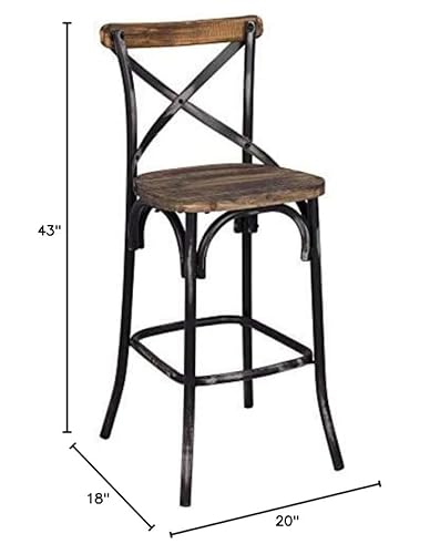 Acme Furniture Zaire Bar Chair, Walnut/Antique Black #TOP3