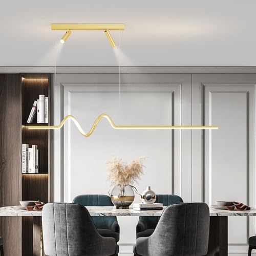 Luminaire suspendu linéaire à LED dimmable avec spot spirale pour salle à manger