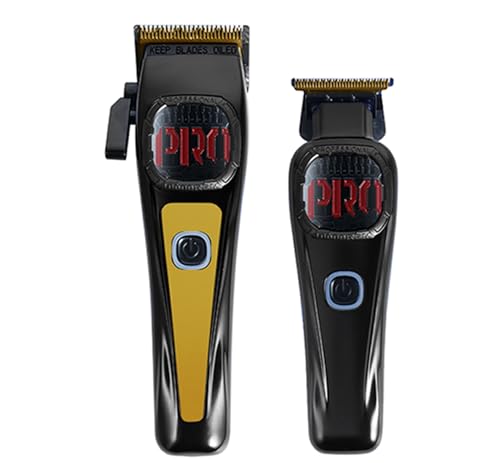 Image of SUPRENT Professional Hair Clippers for Men, Cordless Hair Cutting Kit, Barber Clippers & Zero-gapped Trimmer Combo with Type-C Rechargeable, Titanium Plated Ceramic Blade (Gold)