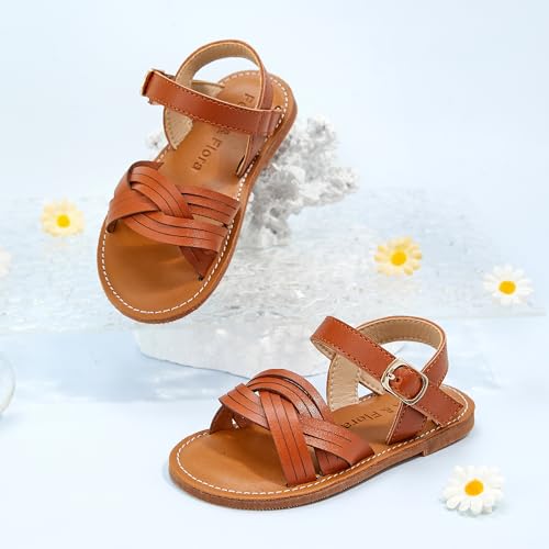 Image of Felix & Flora Toddler Girl Sandals -Flower Girl Dress Shoes Open Toe Little Kid Flats