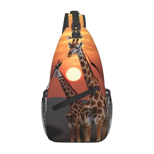 Bolso cruzado Giraffe en puesta de sol para hombre y mujer miniatura 1