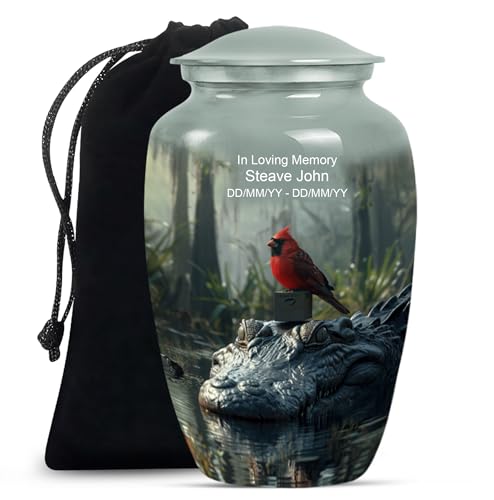 Image of Personalized Cardinal Word - Large Urn - Ashes Urns Human Remains - 10 Inch - Large with Velvet Bag - Burial Urn - Cremation Burial Urns - Funeral Urn Adult Ash - Decorative Urns for Ashes