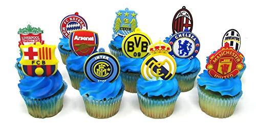 Soccer Themed 12 Piece Birthday Cake Cupcake Topper Set Featuring Iconic Soccer Football Club Teams #TOP4
