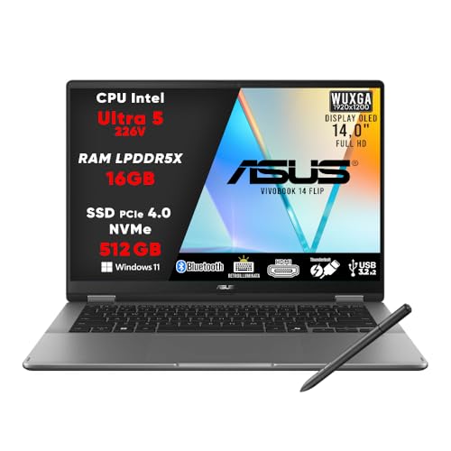 Pc Portatile Vivobook 14 Flip 5, Intel Core Ultra 5, 16Gb RAM, SSD 512GB, Notebook 14.0 Oled Touch Screen, Computer Portatile, Laptop, Tastiera Retroilluminata, Con Pennino In Dotazione - RAM - Immagine 4