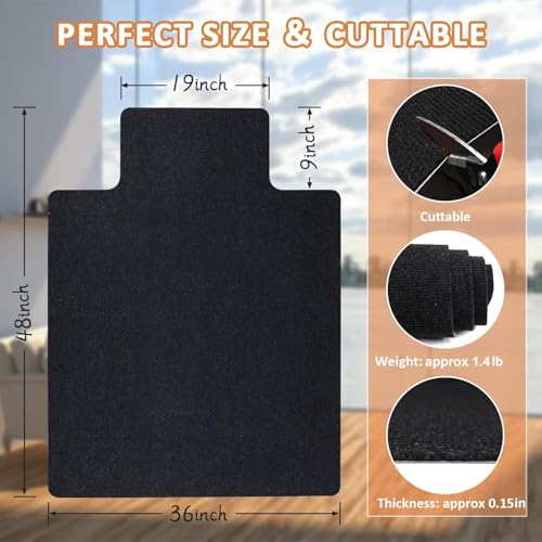 Image of Hardwood and Tile Floor Office Chair Mat, 48 inch x 36 inch Computer Gaming Rolling Chair Mat, Non-Slip Low-Pile Floor Protector, Under Desk Mat for Rolling Chair, Black Lip