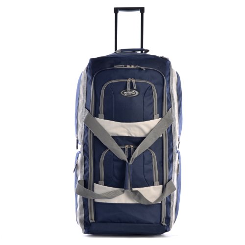 Olympia 8 Pocket Rolling Duffel Bag, Navy, 33 inch
