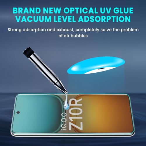 Image of FIRST MART Matte UV Tempered Glass for IQOO Z10R and IQOO Z10 | Anti-Glare Curved Screen Protector, 9H Scratch Resistant, Fingerprint Compatible, Case-Friendly | Pack of 1