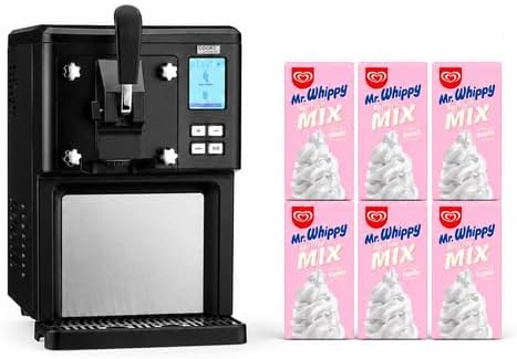 Cooks Professional Luxury Soft Serve Ice Cream Maker | 1.5L | Self-Cooling Compressor | Auto Cleaning | Digital Display | Perfect for Sundaes & Desserts | Includes 6 x 1L Mr Whippy Ice Cream Mix