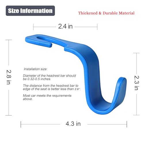 image for Amooca Car Seat Headrest Hook 4 Pack Hanger Universal Vehicle Car Stor