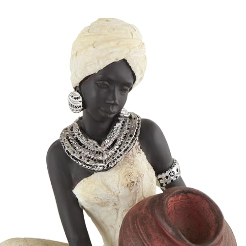Figura Decorativa Mujer Africana Polystone 6x6x10 Cream miniatura 4