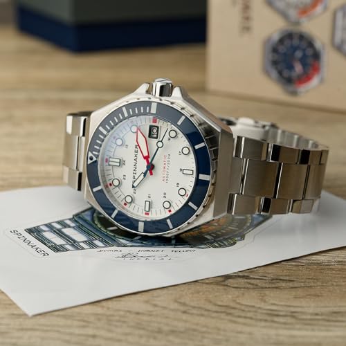 Image of Spinnaker Dumas Men's Watch - Automatic Dive Watch for Men, 44mm Stainless Steel Case, Stainless Steel Strap, Water Resistant 300m, SP-5081