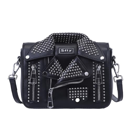 Sfly Unique Cute Crossbody Bags for Women Leather Jacket Design Fashion Rivet Casual Shoulder Bag Clutch Purse