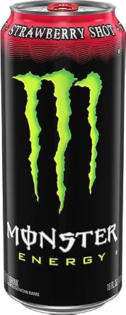 Monster Energy Strawberry Shot, Green, Original, Energy Drink, 16 Ounce (Pack of 15)