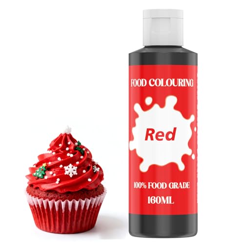 Colorante Alimentario - 160ml Gran Capacidad Colorantes Alimentarios Reposteria Altamente Concentrado para Pastel Decorar, Hornear, Fond, Colorante Alimenticio para Fondant Colores,Donuts (red)