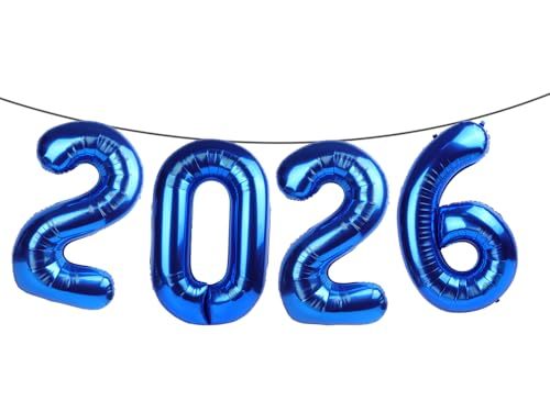 Ballon chiffre 2026 bleu en aluminium de qualité supérieure pour réception