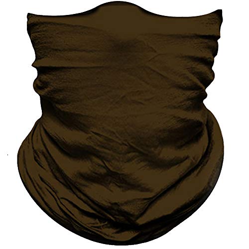 Face Mask For Sun Dust Wind Protection Durable Breathable Seamless Face Mask Headband Bandana for Men Women, Lightweight Thin Neck Gaiter for Motorcycle Fishing Hunting Outdoor Sport Solid Deep Brown