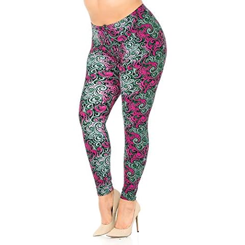 World of Leggings - Buttery Soft Fuchsia Tangled Swirl Plus Size Leggings Cover