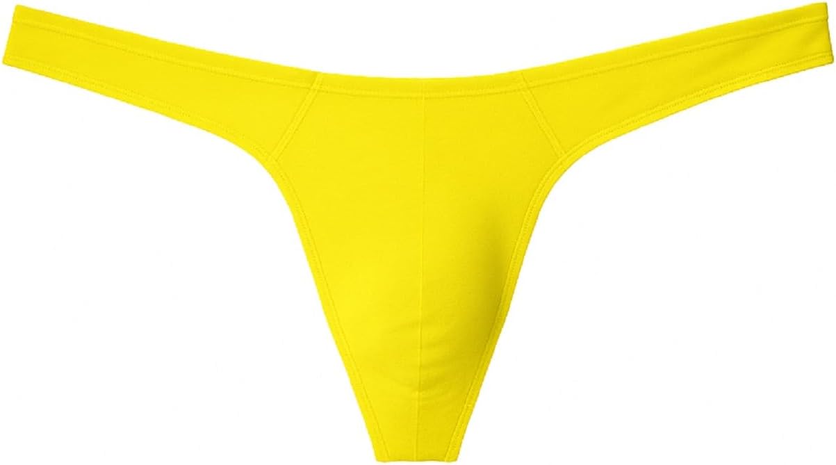 Men's Cotton Thong Sports T-back Sexy Classic Black/Blue/Yellow 3 Pack - Image 4
