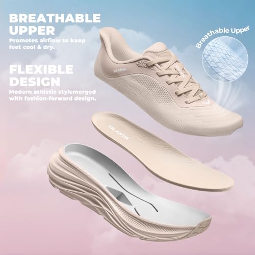 Image of Vilanva Women's Comfortable Walking Shoes Cushion Running Tennis Shoes Non-Slip Workout Gym Athletic Breathable Trendy Fashion Sneakers