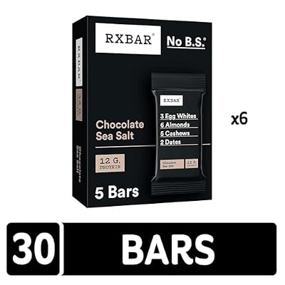 RXBAR Protein Bars, 12g Protein, Gluten Free Snacks, Chocolate Sea Salt, (Pack of 60)