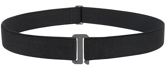 1 Pc Black No Show Invisible Stretch Belts Elastic Flat Buckle Waist Adjustable Size Nylon Fashion Utility Wide for Women Pants Dresses