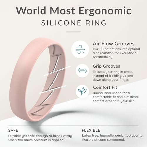 Image of ThunderFit Silicone Rings for Him and Her, Rubber Engagement Bands Unisex - 1 /4 /5 /7 /8 Variety Multipack