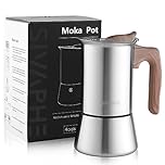 Sivaphe Induction Moka Pot Stainless Steel Stovetop Espresso Pots Strong Coffee Maker 4 Cup /200ml