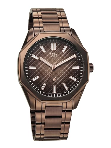 Image of Fastrack Vyb Quest with Quartz Analog Brown Dial Brown Zinc Alloy Strap Watch for Men - FV30042QM01W