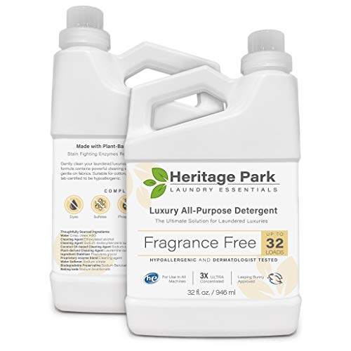 Heritage Park Laundry Detergent – Fragrance Free, Hypoallergenic & Dermatologist Tested – Gentle & Effective PH Neutral…