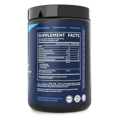 Image of Zeal Electrolyte Powder - 90 Servings | Keto Electrolytes Powder | Zero Sugar, BCAAs, B-Vitamins | Potassium, Zinc, Magnesium | Hydration Powder Recovery Drink | Green Apple
