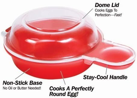 LI&HI Easy Eggwich Microwave Egg Cooker, Red and clear