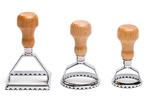 Plantvibes Set di formine per Ravioli, Splendidi stampi per Ravioli con Impugnatura in Legno