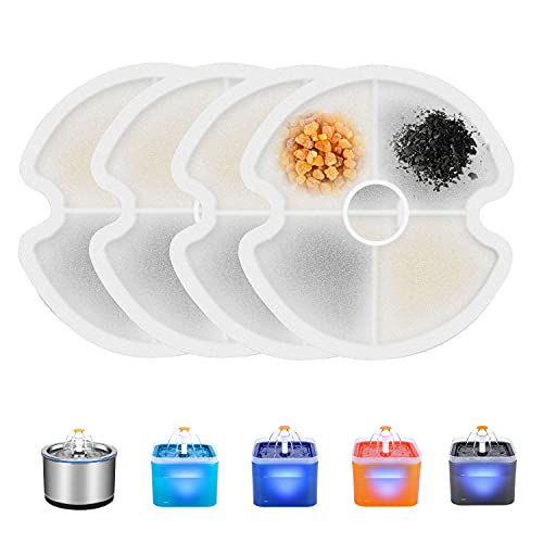 Wonder Creature Replacement Filter for Stainless Steel Cat Water Fountain and Fantasy Cat Fountain, Cat Fountain Replacement Filter, 4 Filters Pack