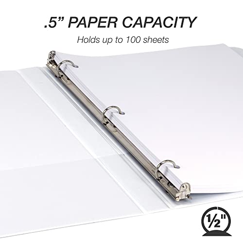 Samsill Economy 0.5 Inch 3 Ring Binder, Made In The Usa, Round Ring Binder, Customizable Clear View Cover, White, 4 Pack (Mp48517) #TOP2