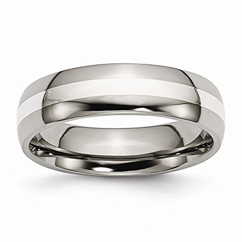 Diamond2Deal Titanium and Sterling Silver 6mm Wedding Band Ring For Men