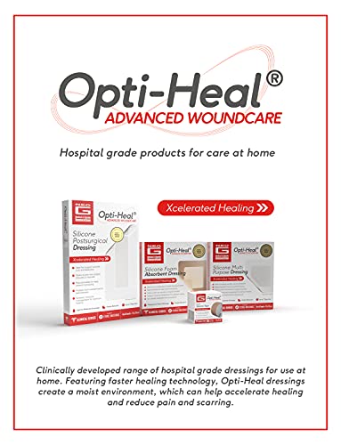 Neo G Opti-Heal Silicone Surgical Dressing – Sterile Adhesive Bandages For Surgical Wounds, Cuts, Abrasions - Absorbent Barrier Island Dressing 4X8 - Waterproof Bandages Post Surgical- 2 Pack #TOP6