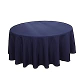 HIGHFLY Linen Round Tablecloth 70 Inch Waterproof Navy Blue Tablecloth for Home Kitchen Dining Room