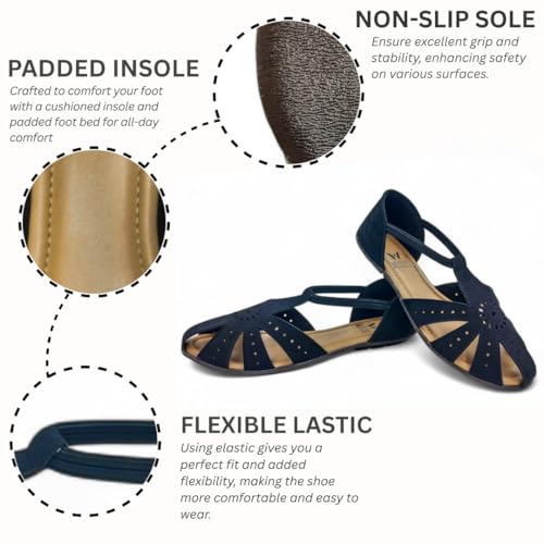 Image of Women's Flat Sole Stylish Sandal | Doctor Insole For Comfort & Durability | Arch Support | True Anti-Skid TPR Sole | Lazer Cut Design | Fashionable & Trendy (WL-04)