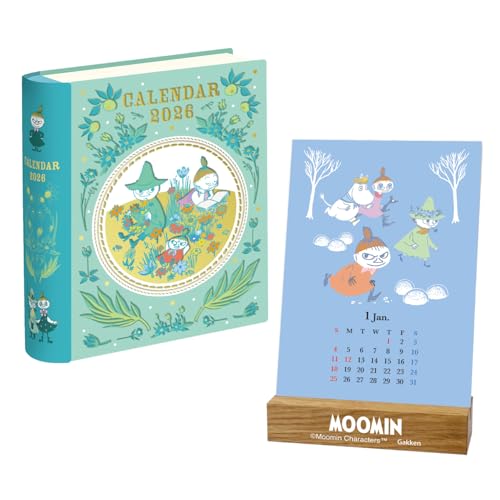 学研ステイフル 2026 カレンダー ムーミン 卓上 BOOK缶 スタンド付 スナフキン M21003 2026年 1月始まりのサムネイル