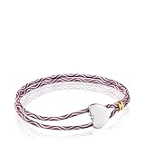 TOUS Pulsera Elástica Burdeos para Mujer con Motivo de Corazón de Plata de Primera Ley, Colección Sweet Dolls