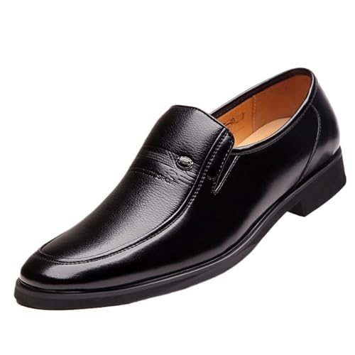 Mens Dress Oxford Formal Shoes Prom Wedding Slip Resistant Block Heel Anti-Slip Rubber Sole Casual Synthetic Pu Leather Slip On Party Round Toe