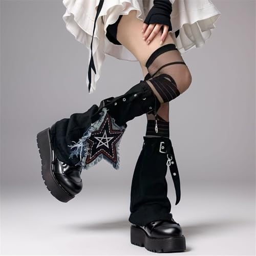 Sup-Coente Goth Hippie Leg Warmers for Women Alt Y2k Cyber Punk Scenecore Gothic2