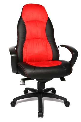 Preisvergleich Produktbild Topstar Speed Chair, Chefsessel, Bürostuhl, Schreibtischstuhl, inkl. Armlehnen, Kunstleder / Mikrofaser, schwarz / rot