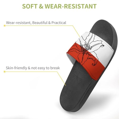 Chile Chilean Flag Lily Flowers Men's Bathroom Slippers Shower Indoor Home Beach Outdoor Shoes for Women3